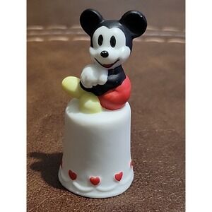 Vtg Mickey Mouse Thimble Porcelain Hand‎ Painted Disney Schmid 2" Seated